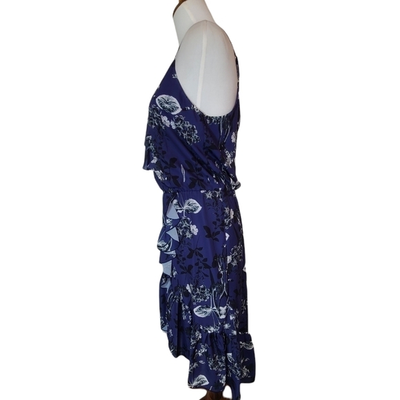 Parker Floral Navy Paradise Ruffled Midi Dress XS NWT - Picture 4 of 9